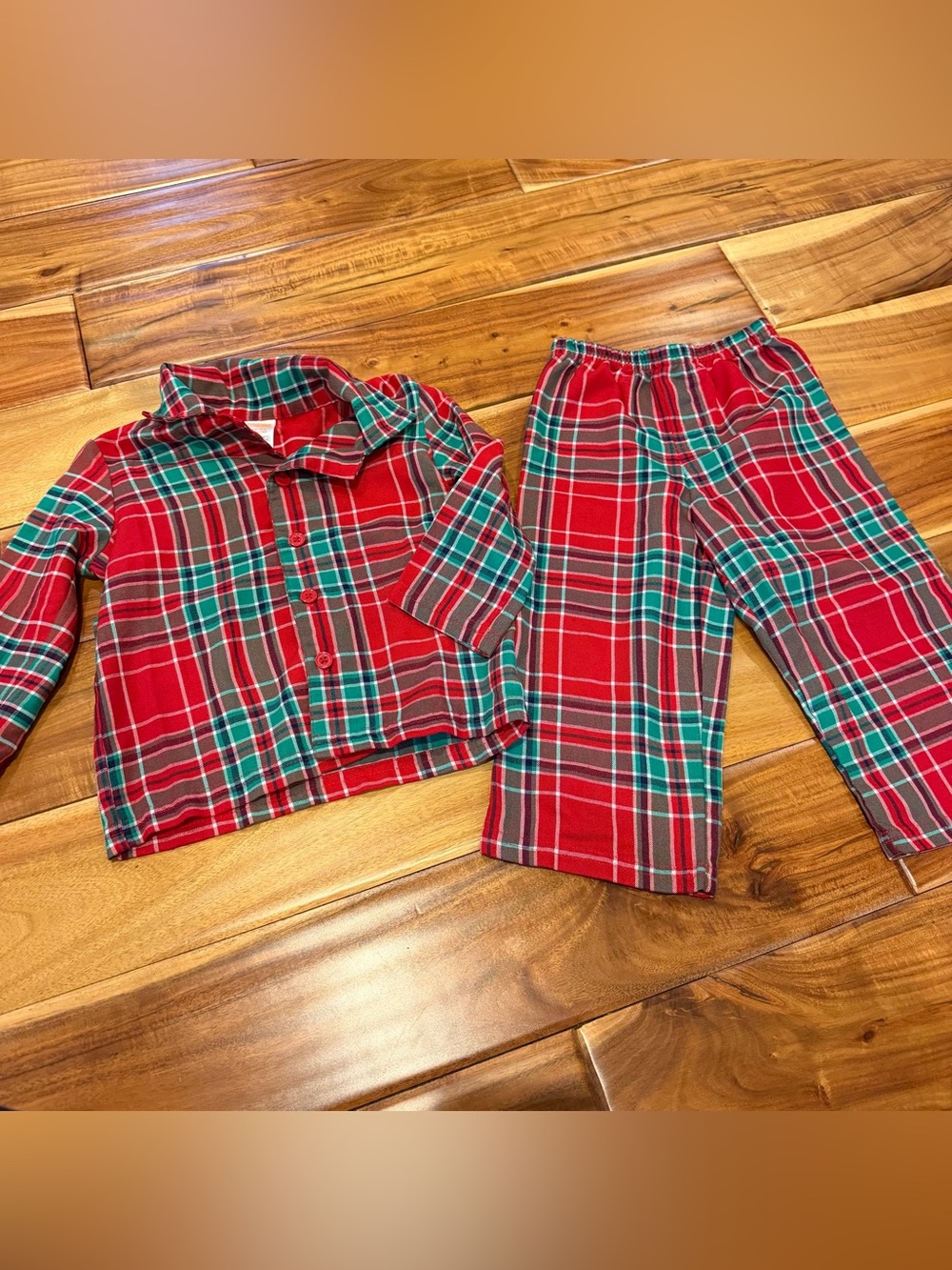 Red Plaid Kids Pajama Set - Classic Holiday Flannel Christmas Sz 18-24 Mos